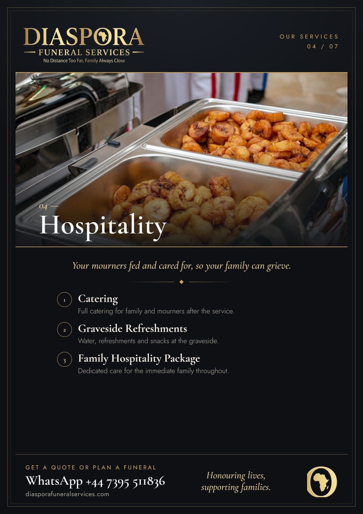 Hospitality — Diaspora Funeral Services brochure