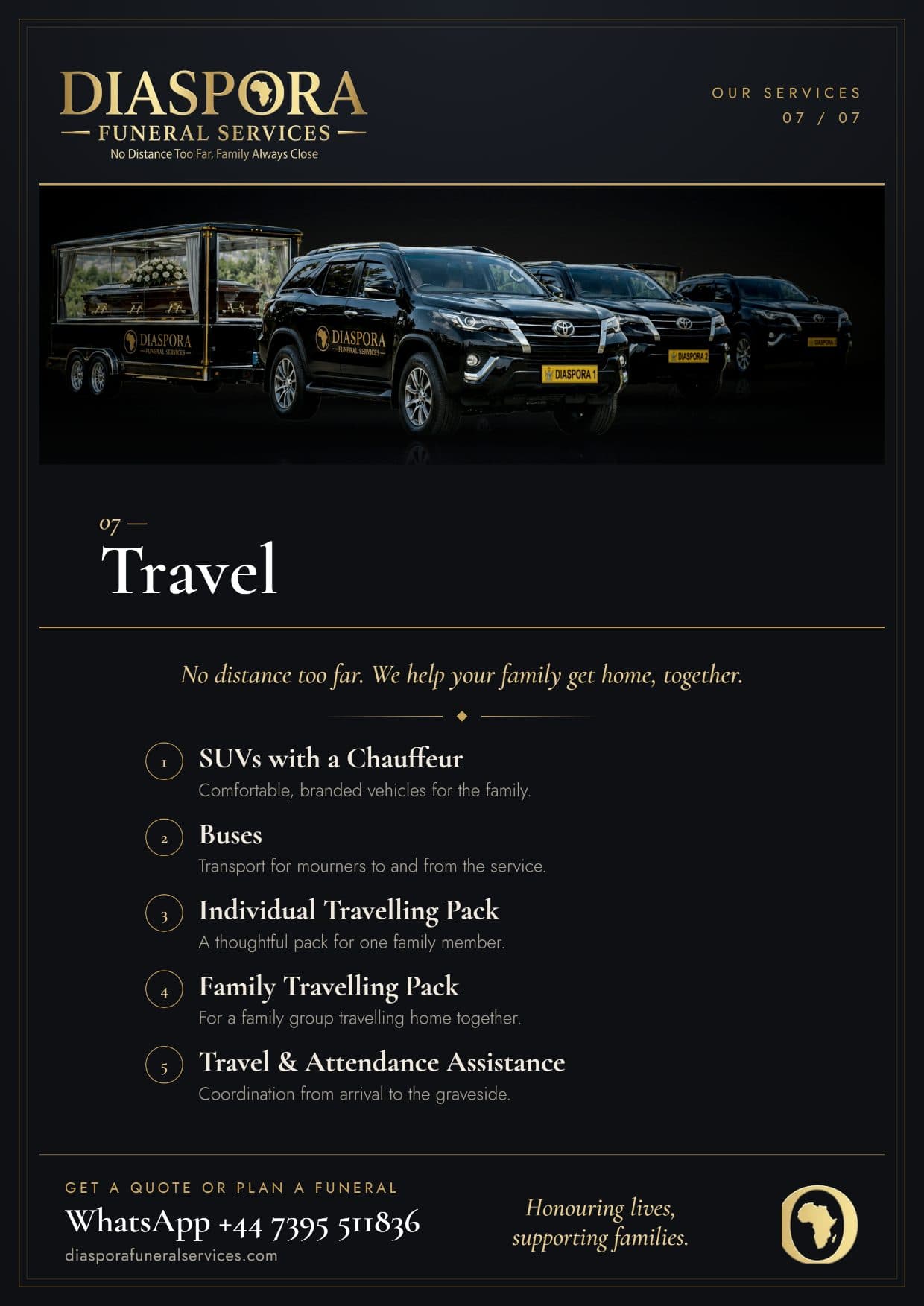 Travel — Diaspora Funeral Services brochure